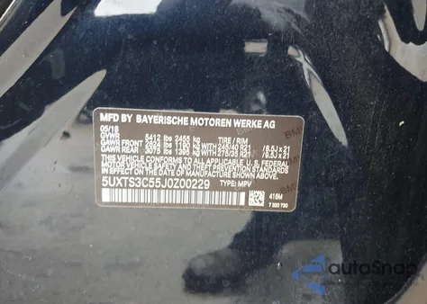 2018 BMW X3 M40I z USA, uszkodzony, nr VIN 5UXTS3C55J0Z00229